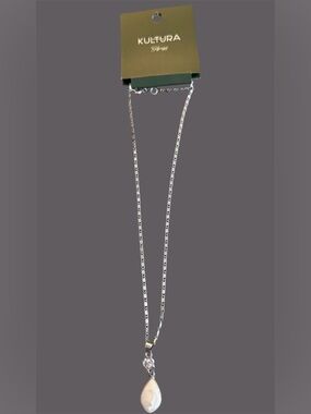 *new* Glynyz 925 Silver Necklace White Teardrop Pearl & Cubic Zirconia Pendant